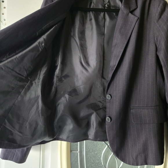 New York & Co Dark Gray Pinstripe Blazer Plus Size Career Academia - Picture 6 of 8